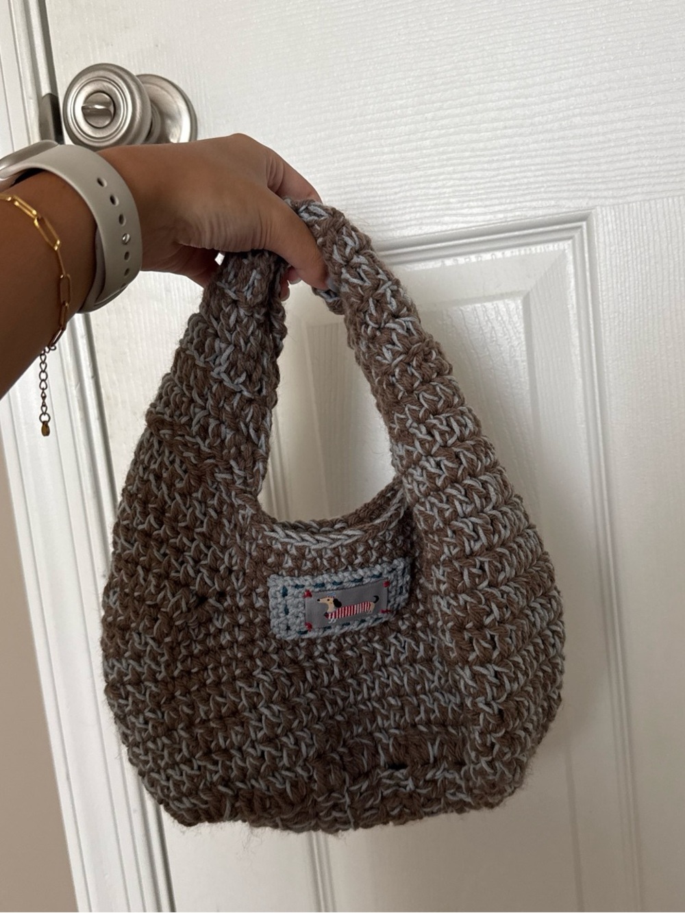 Handcrafted Brown Crochet Shoulder Bag
